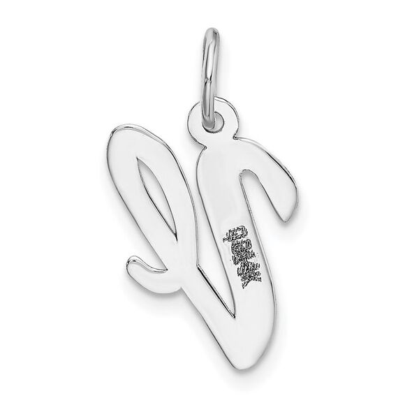 14k White Gold, Madison Collection, Medium Script Initial V Pendant - Picture 3 of 5